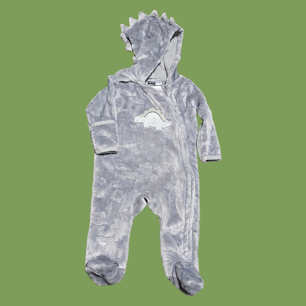 Gray Dinosaur Hooded Kids One Piece